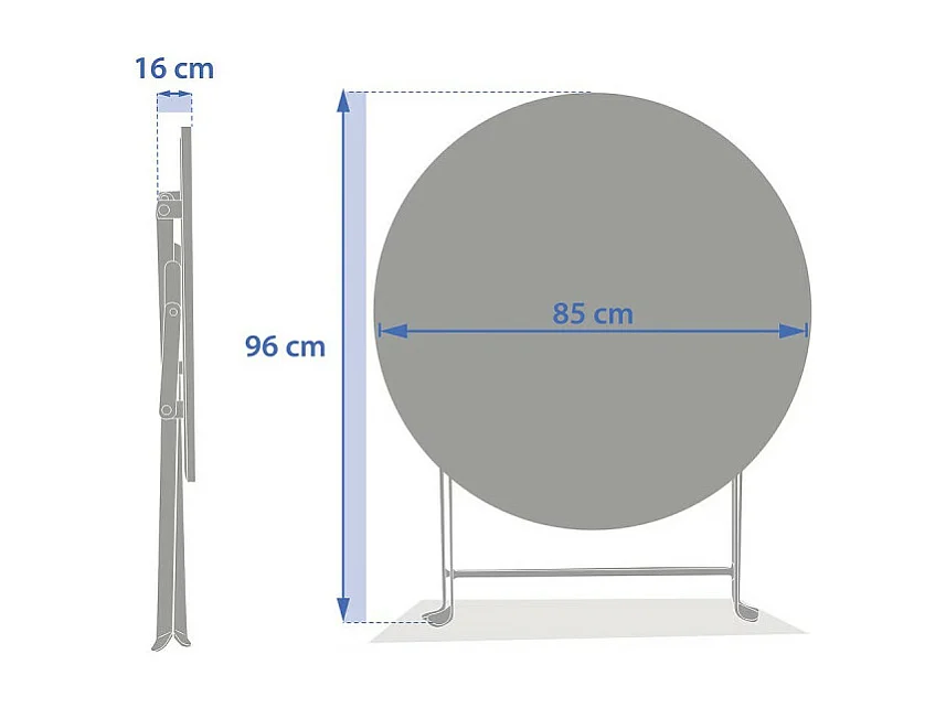 Table ronde pliante Greensboro 4p graphite Hespéride