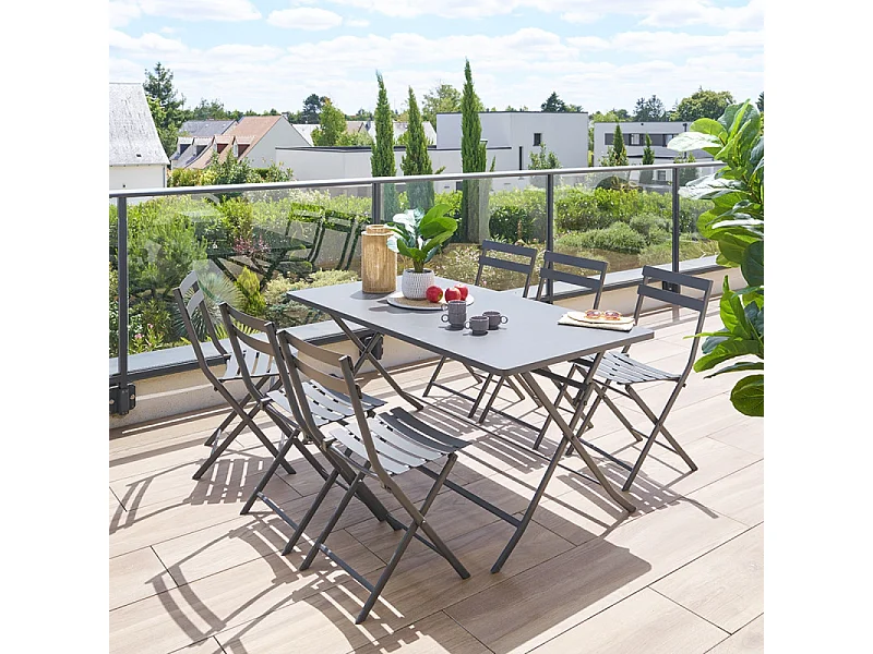 Table rectangulaire pliante Greensboro 6p graphite Hespéride