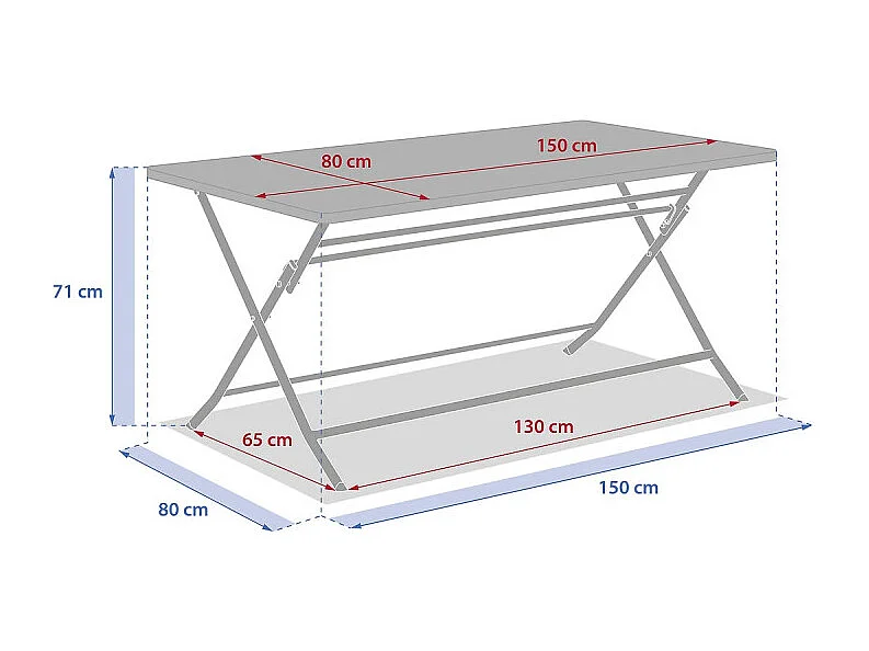 Table rectangulaire pliante Greensboro 6p graphite Hespéride