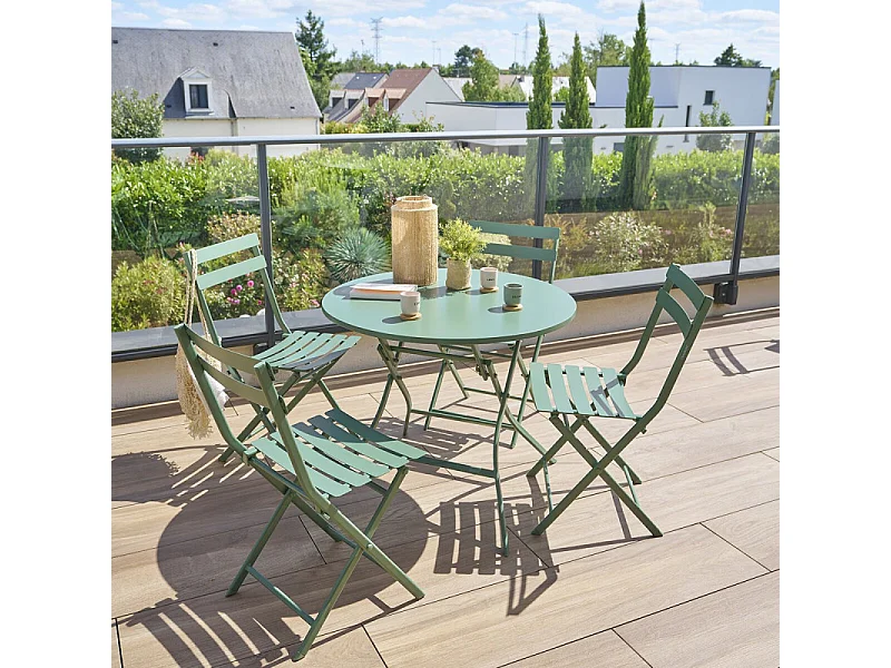 Table ronde pliante Greensboro 4p olive Hespéride