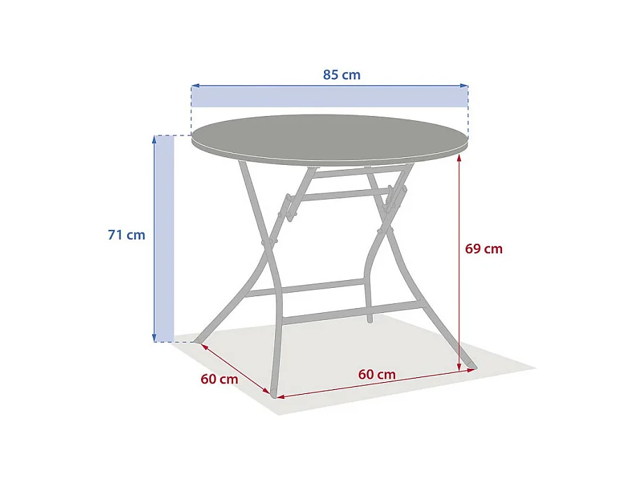 Table ronde pliante Greensboro 4p olive Hespéride