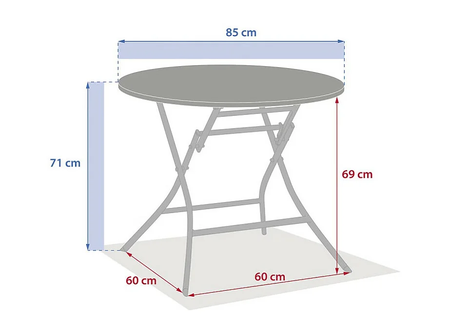 Table ronde pliante Greensboro 4p olive Hespéride