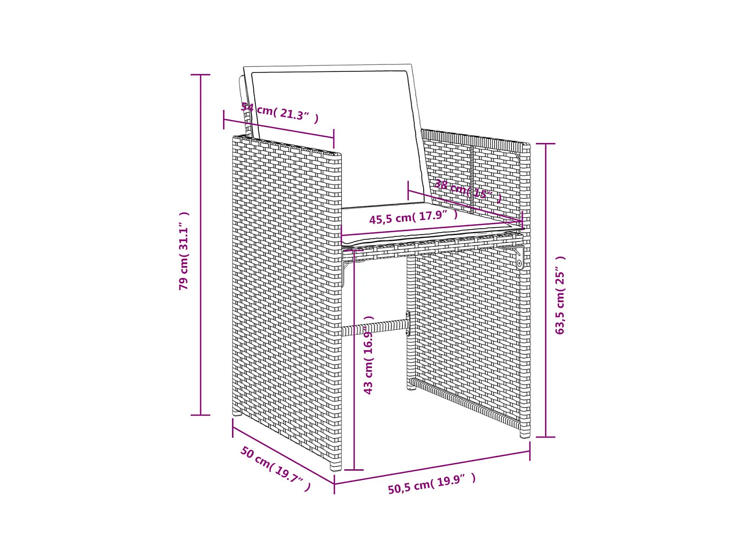 Ensemble à manger de jardin et coussins 7 pièces beige poly rotin