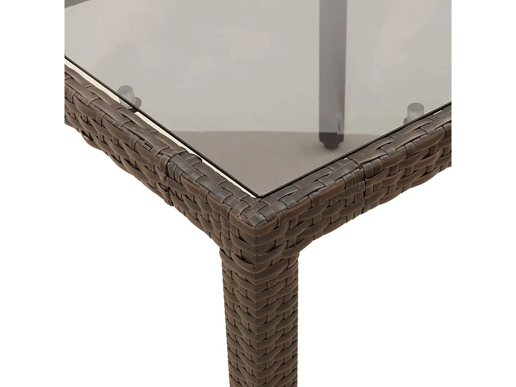 Set comedor jardín 9 piezas cojines ratán sintético vidrio marrón