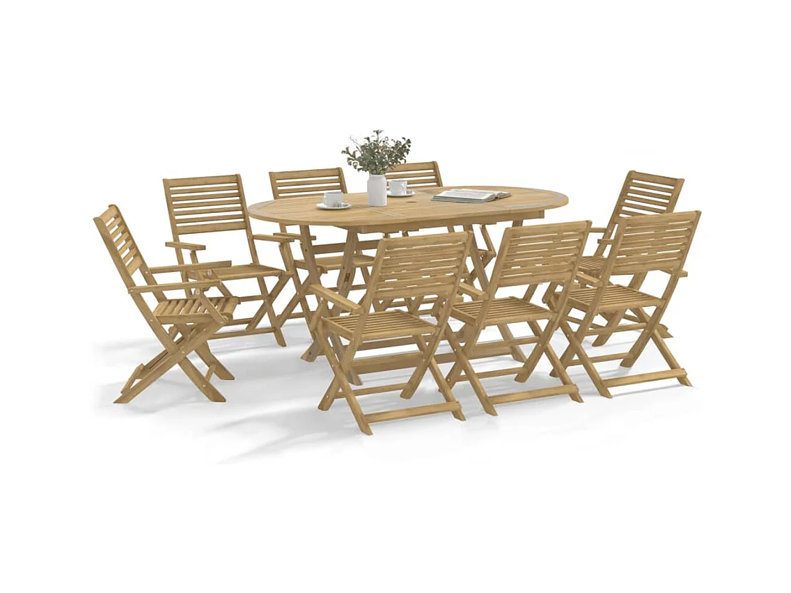 Ensemble à manger de jardin 9 pièces bois d'acacia solide