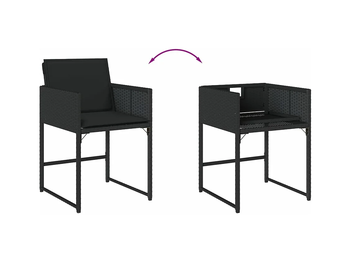 17-delige Tuinset met kussens poly rattan zwart