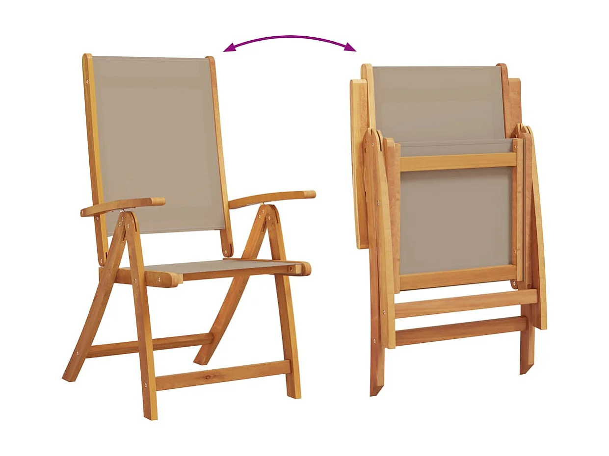 Juego comedor de jardín 9 piezas madera maciza acacia y textileno