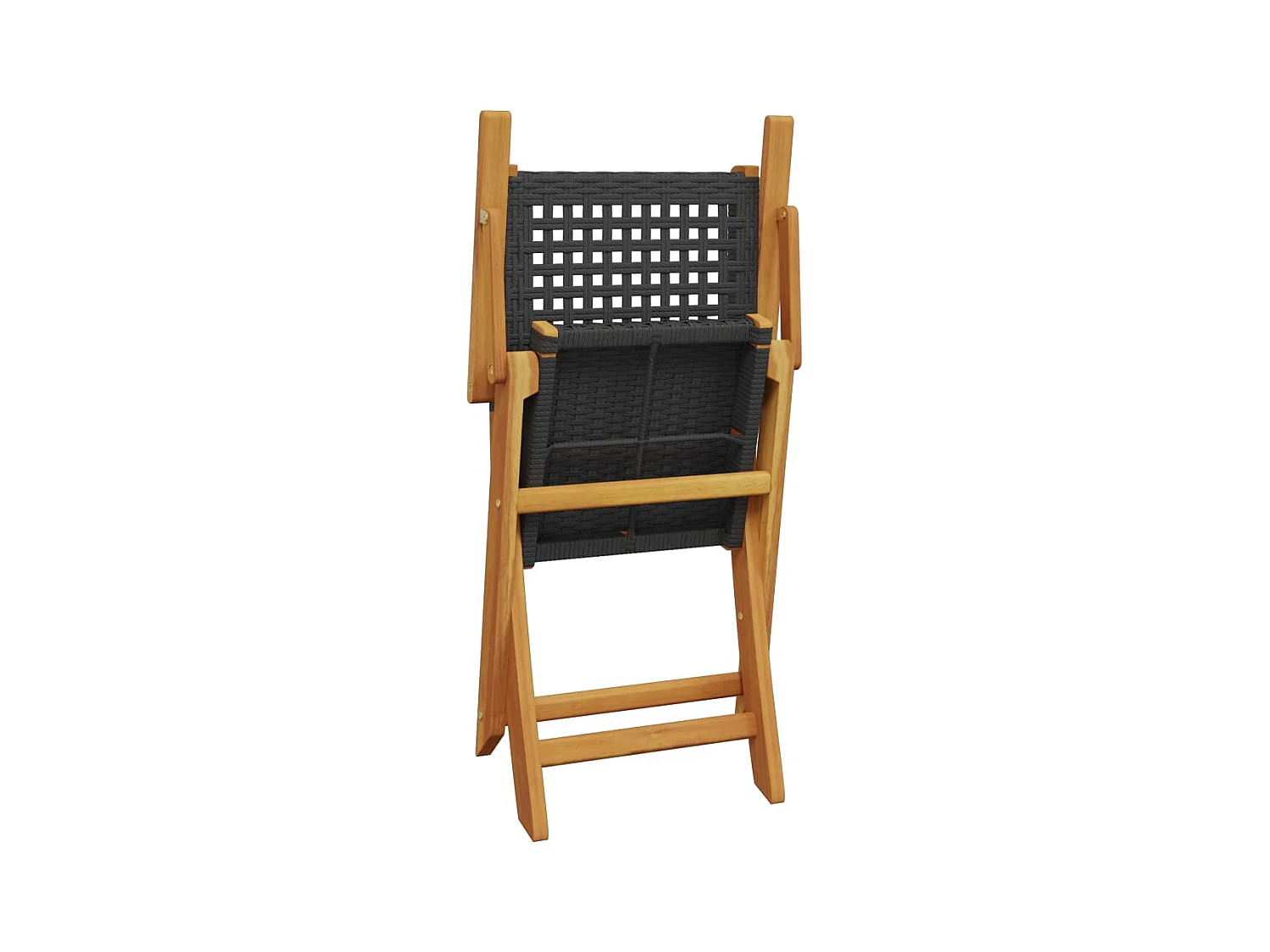 Ensemble à manger de jardin 7 pièces noir rotin et bois massif