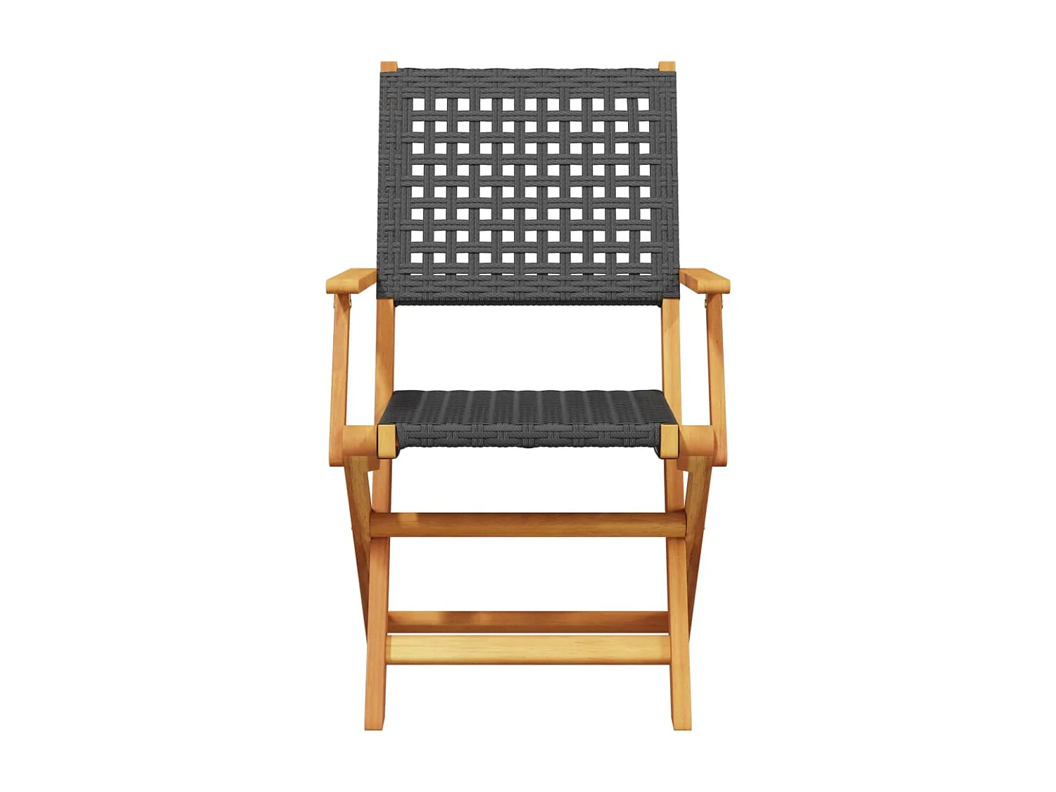 Ensemble à manger de jardin 7 pièces noir rotin et bois massif