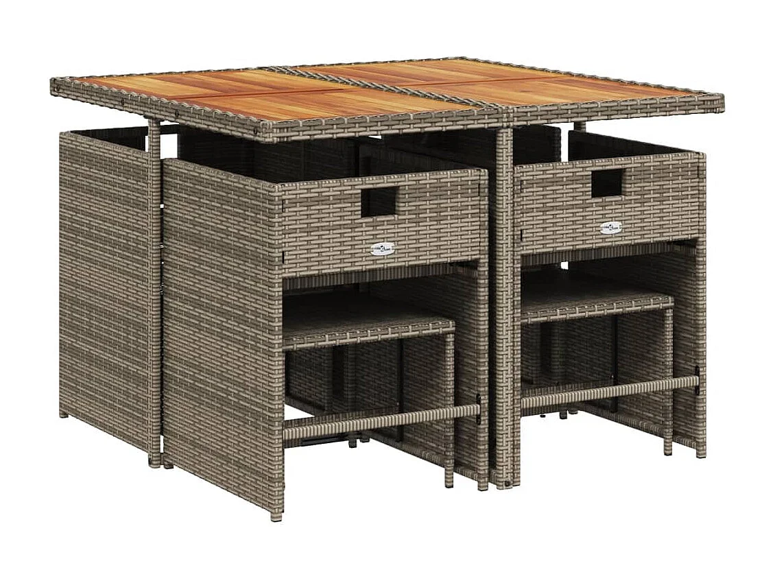 9-delige Tuinset met kussens poly rattan grijs