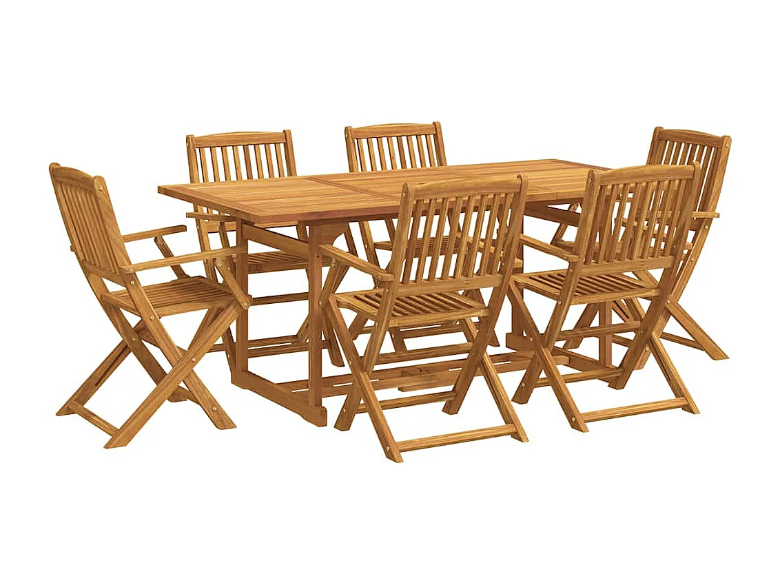 Juego comedor de jardín 7 piezas madera maciza acacia 180x90x75cm