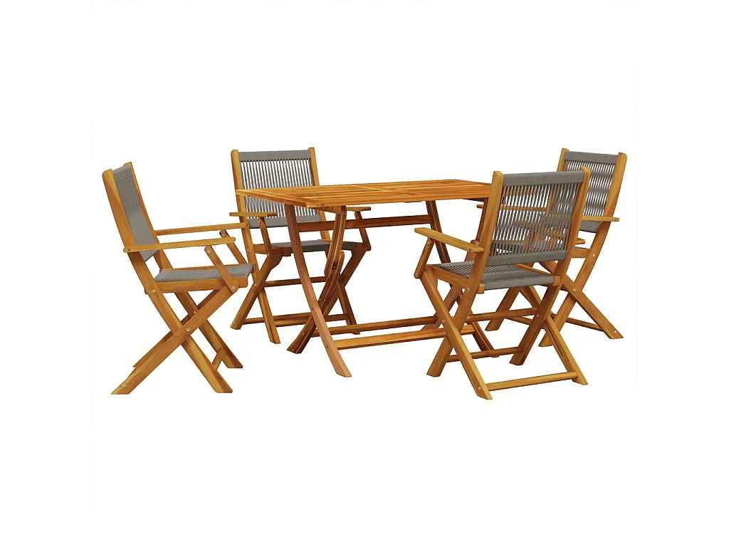 Set de comedor jardín 5 piezas polipropileno madera maciza gris