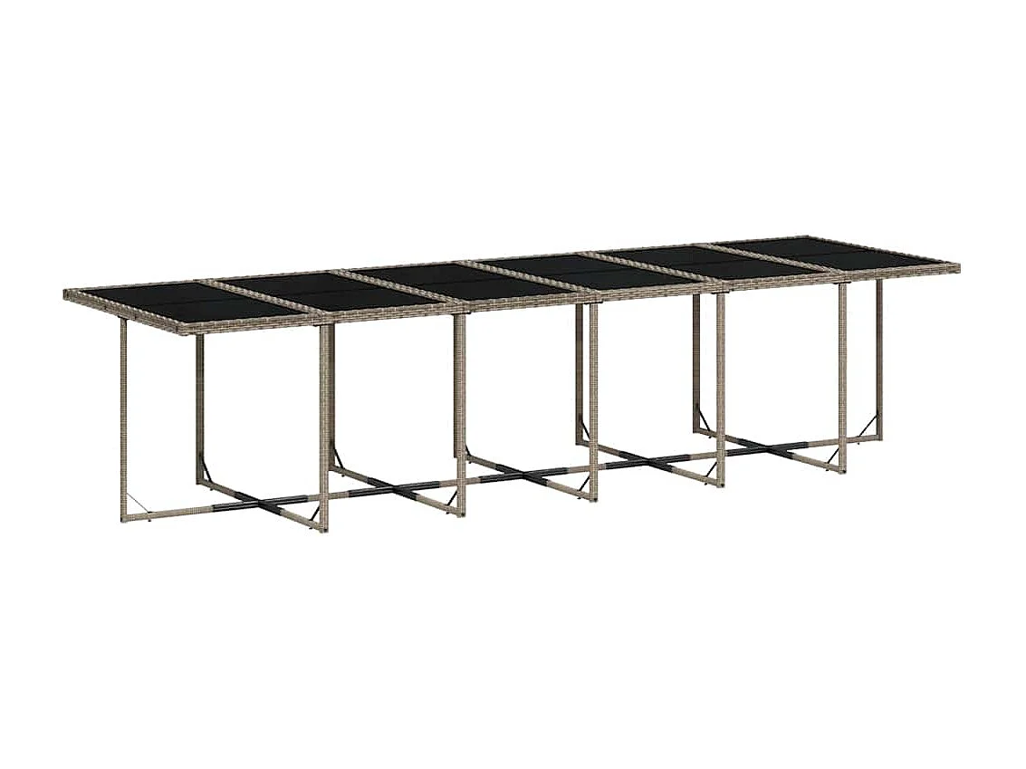 Ensemble à manger de jardin coussins 13 pièces gris résine tressée