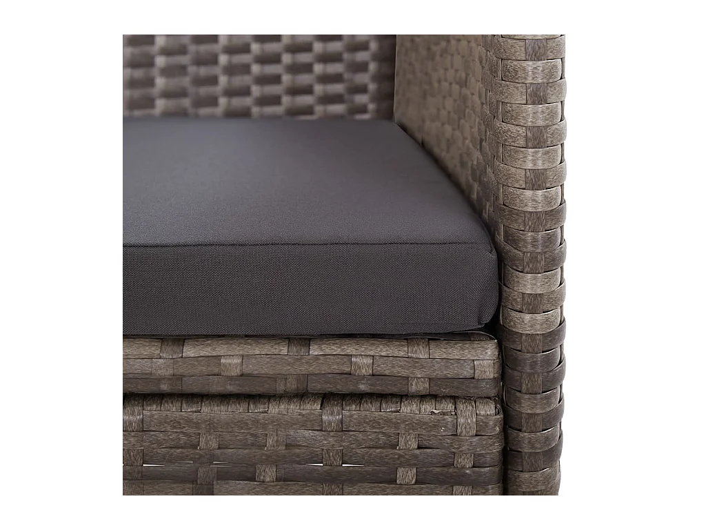 Ensemble à manger de jardin 11 pièces avec coussins gris poly rotin