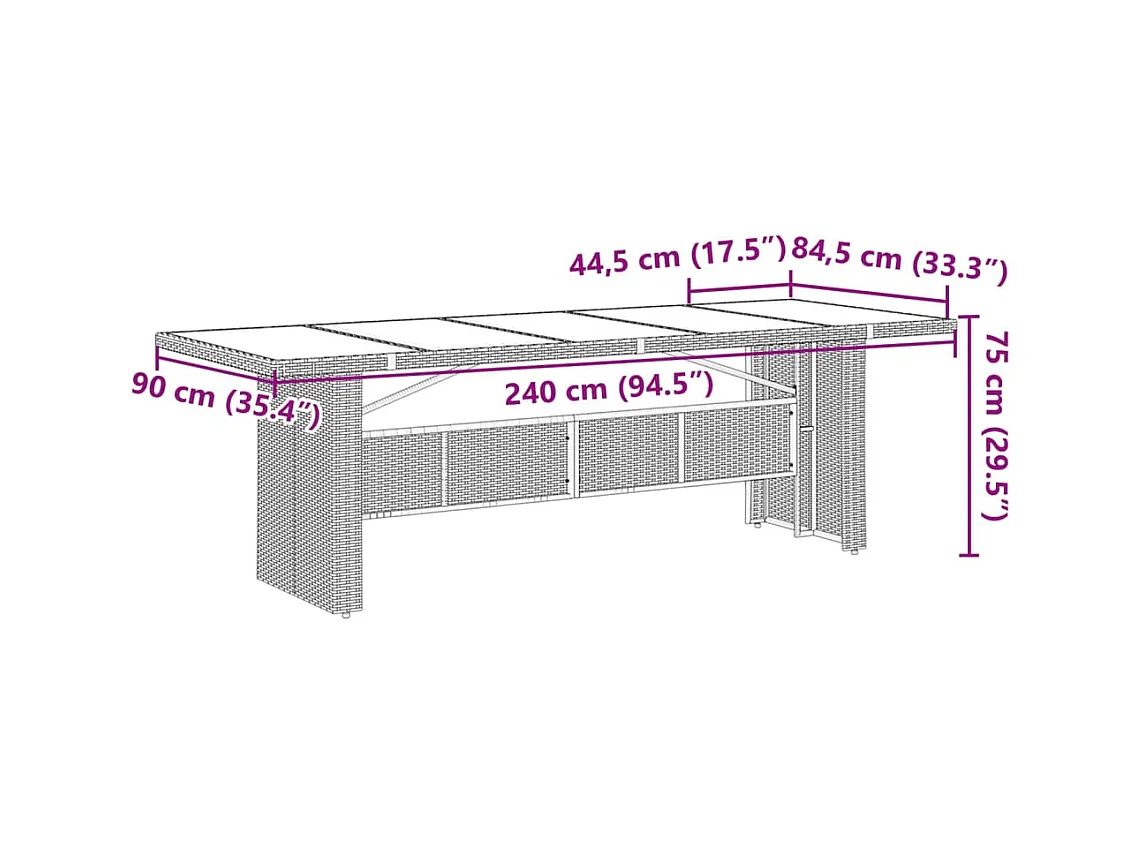 Ensemble à manger de jardin 11 pièces avec coussins gris poly rotin