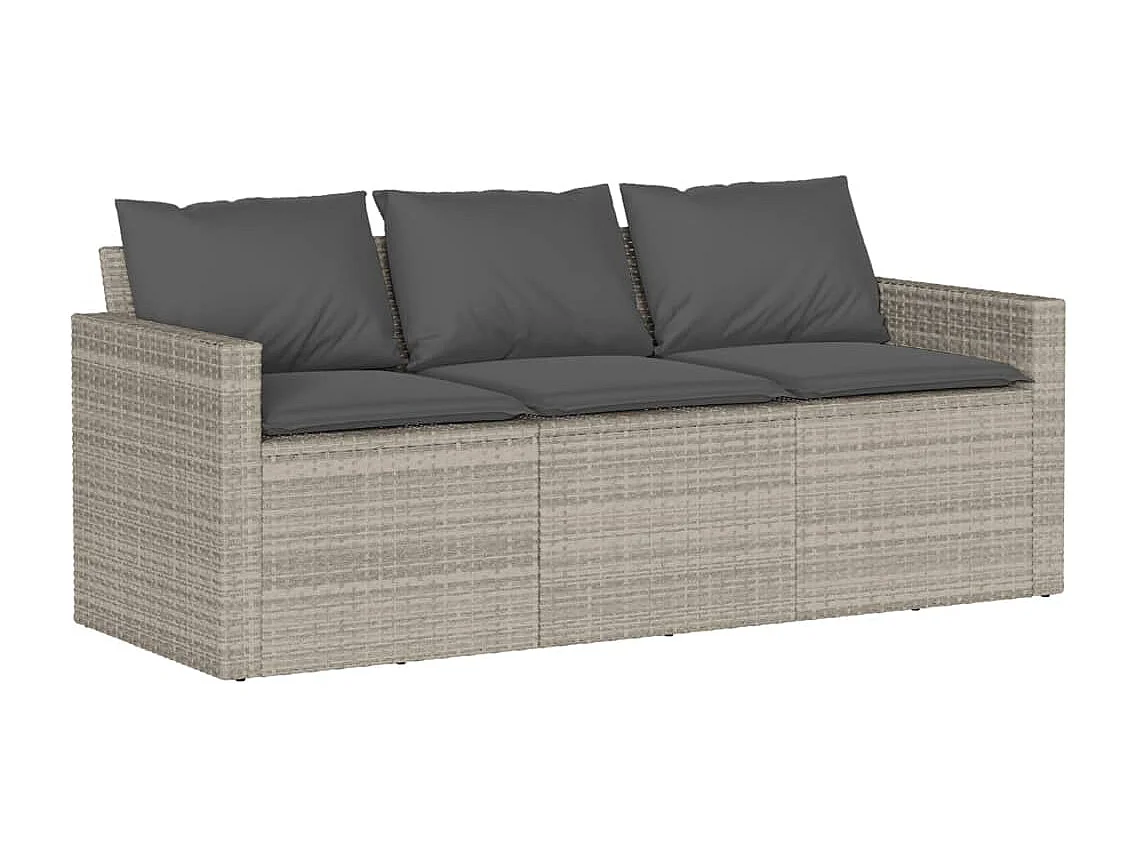 Ensemble à manger de jardin et coussins 2 pièces gris clair rotin