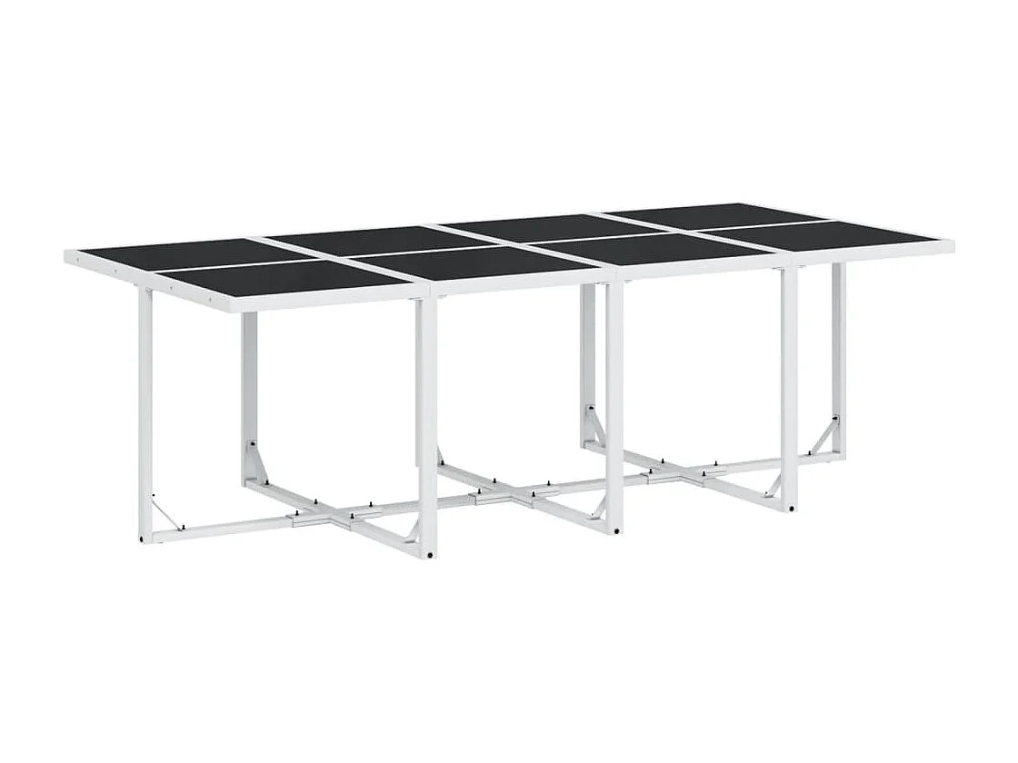 Ensemble à manger de jardin avec coussins 13 pièces blanc textilène