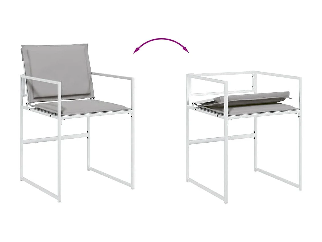 7 peças conj. de jantar para jardim com almofadões textilene branco