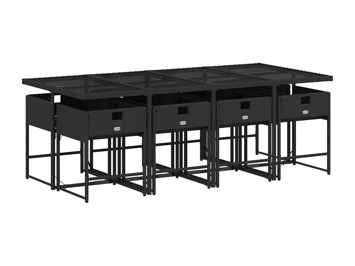 9-delige Tuinset poly rattan zwart