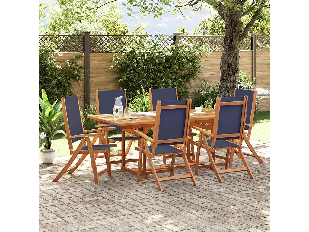 Ensemble à manger de jardin 7 pièces bois d'acacia solide textilène