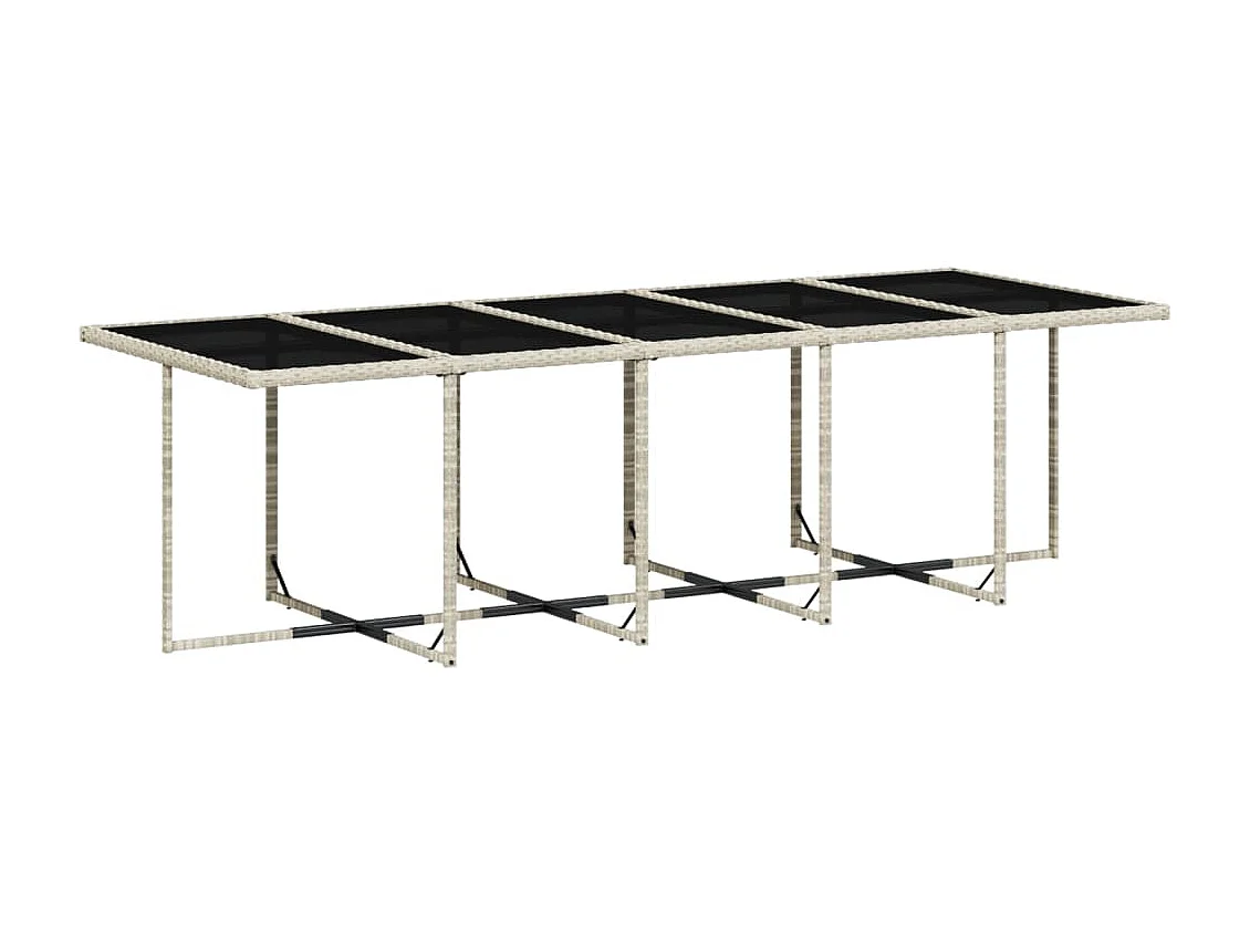 Set comedor jardín y cojines 15 piezas ratán sintético gris claro