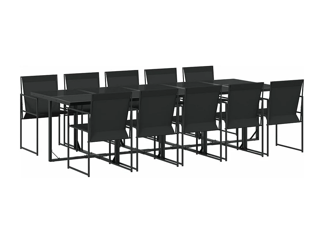 Ensemble à manger de jardin 11 pièces noir textilène