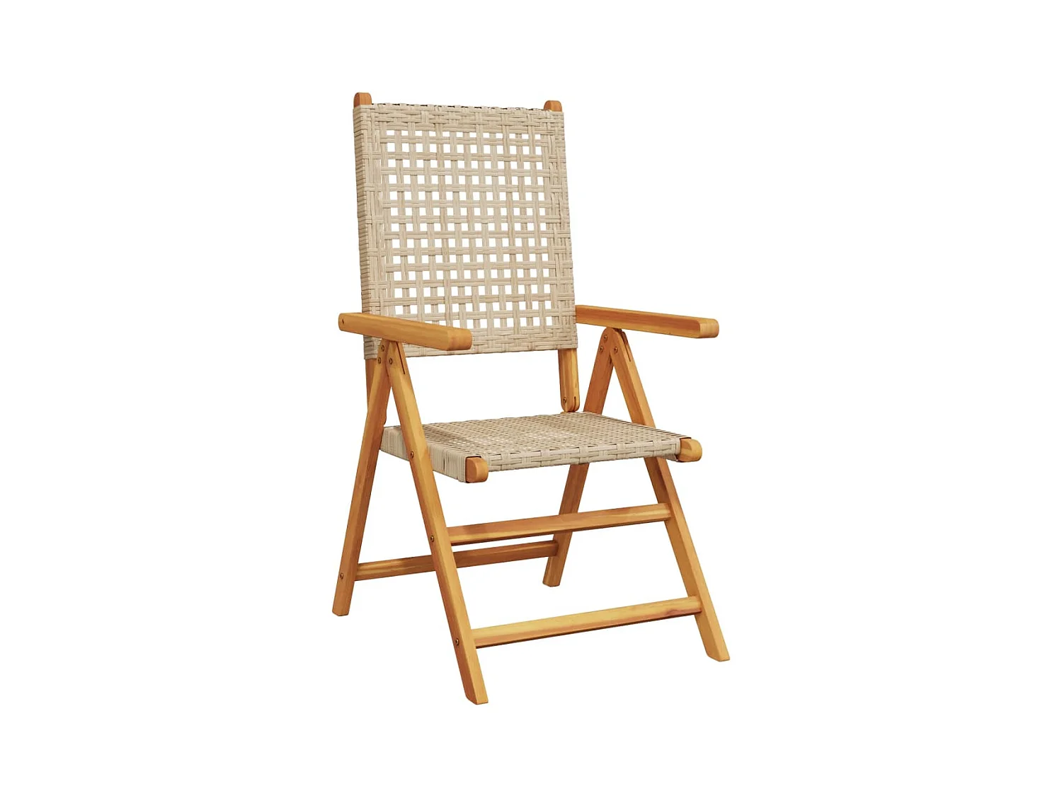 Ensemble à manger de jardin 7 pièces beige rotin et bois massif