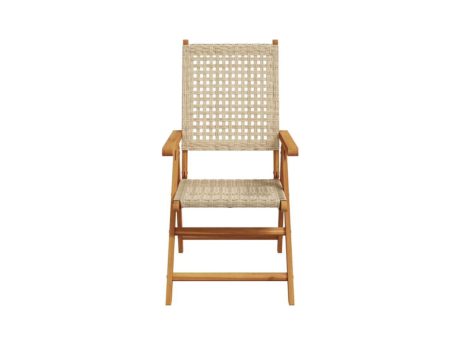 Ensemble à manger de jardin 7 pièces beige rotin et bois massif