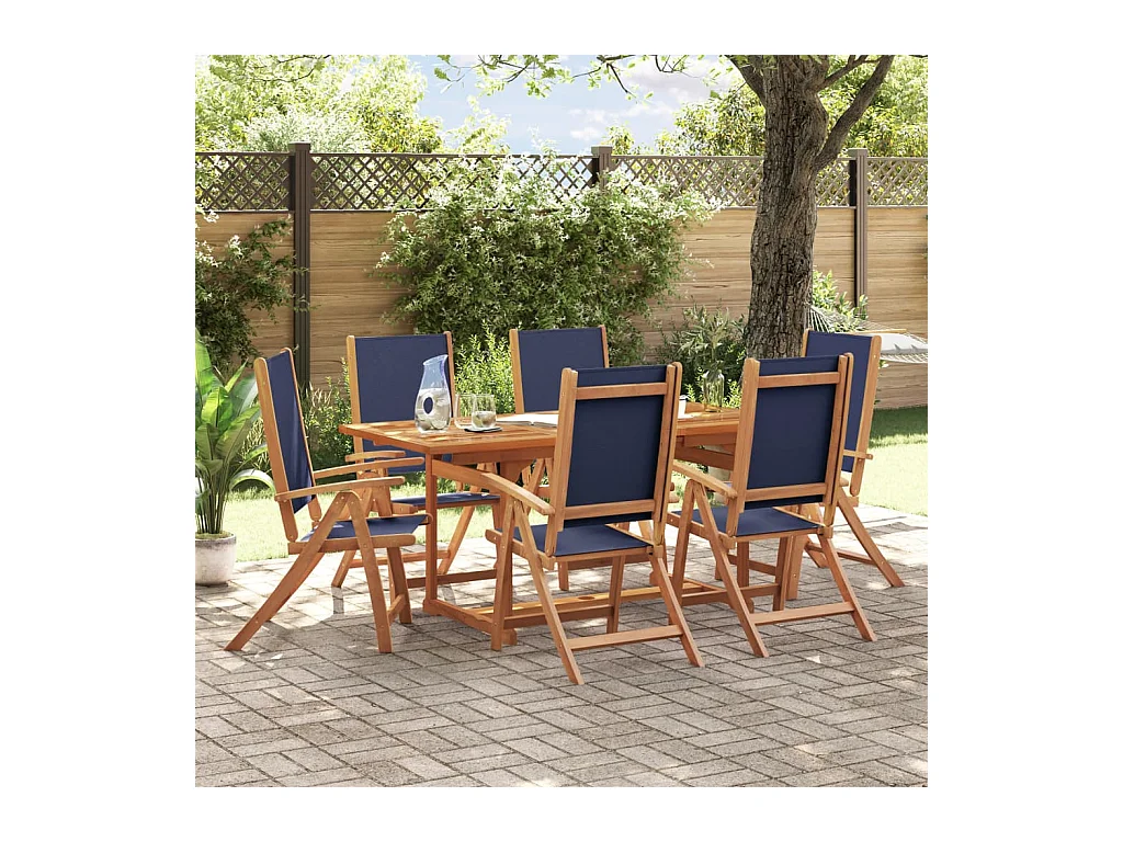 Ensemble à manger de jardin 7 pièces bois d'acacia solide textilène