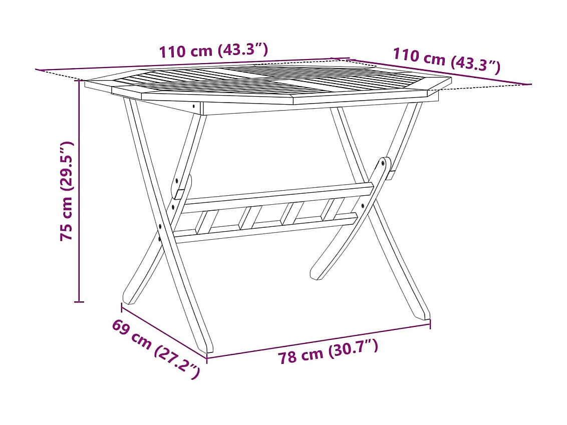 Ensemble à manger de jardin pliable 5 pièces bois massif d’acacia