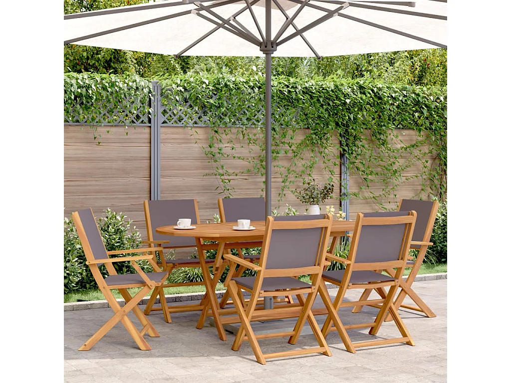 Ensemble à manger de jardin 7 pièces anthracite tissu bois massif