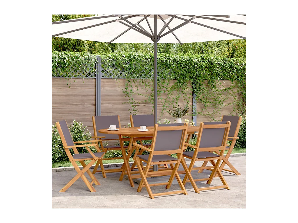 Ensemble à manger de jardin 7 pièces anthracite tissu bois massif