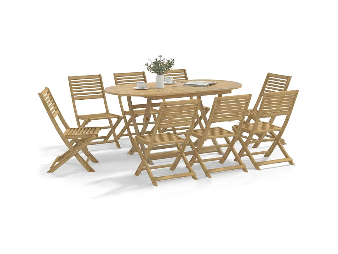 Ensemble à manger de jardin 9 pièces bois d'acacia solide