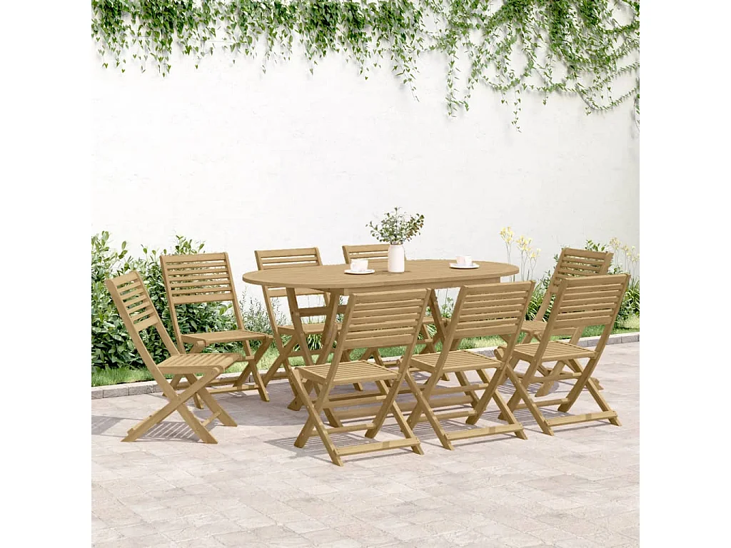 Ensemble à manger de jardin 9 pièces bois d'acacia solide