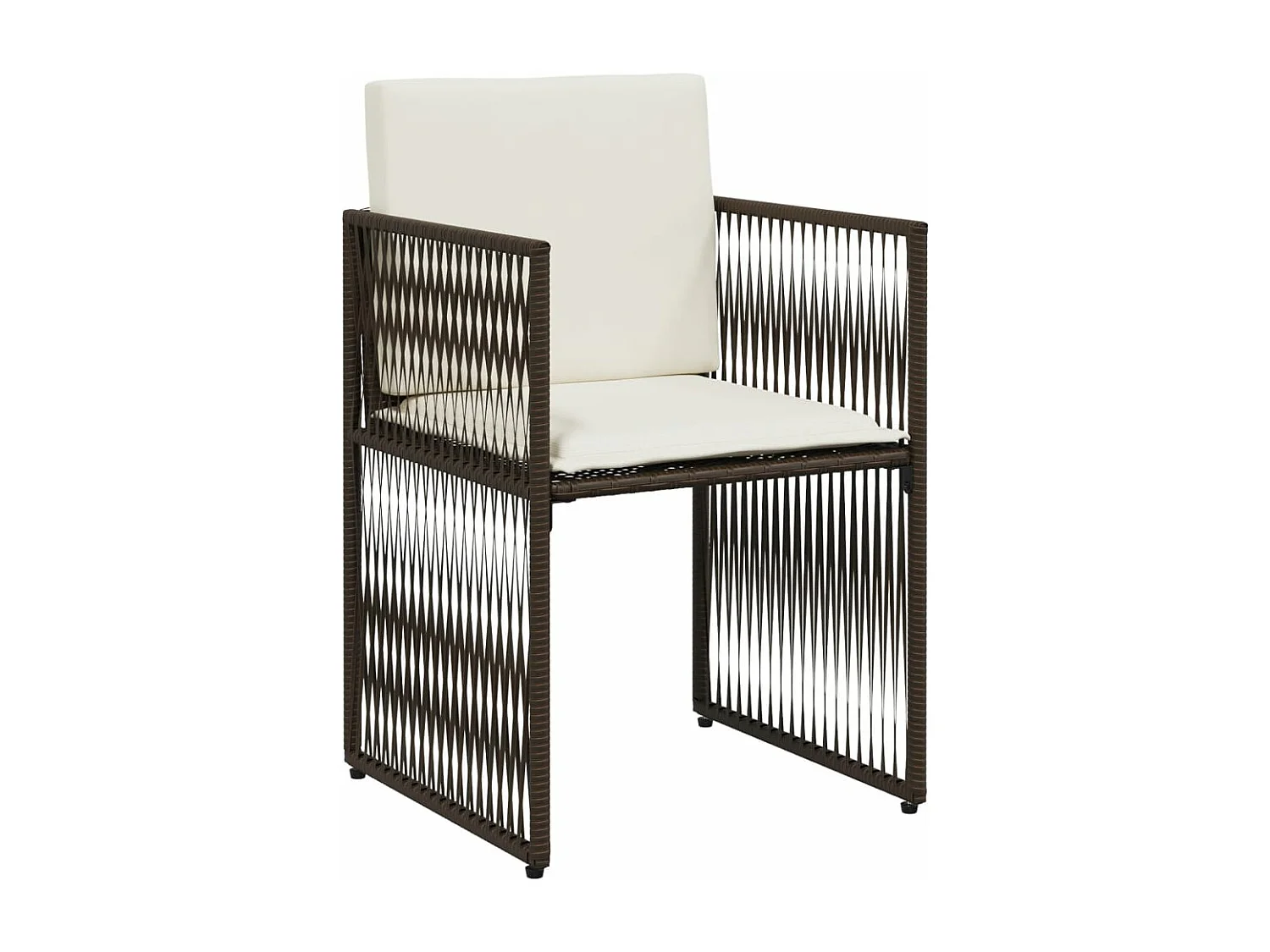 Set comedor de jardín 7 piezas con cojines ratán sintético marrón