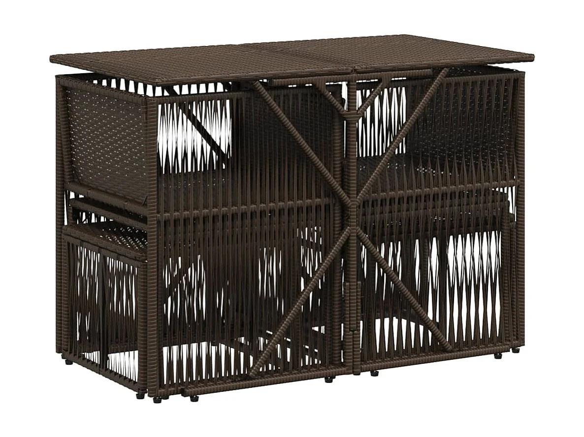 Set comedor de jardín 7 piezas con cojines ratán sintético marrón