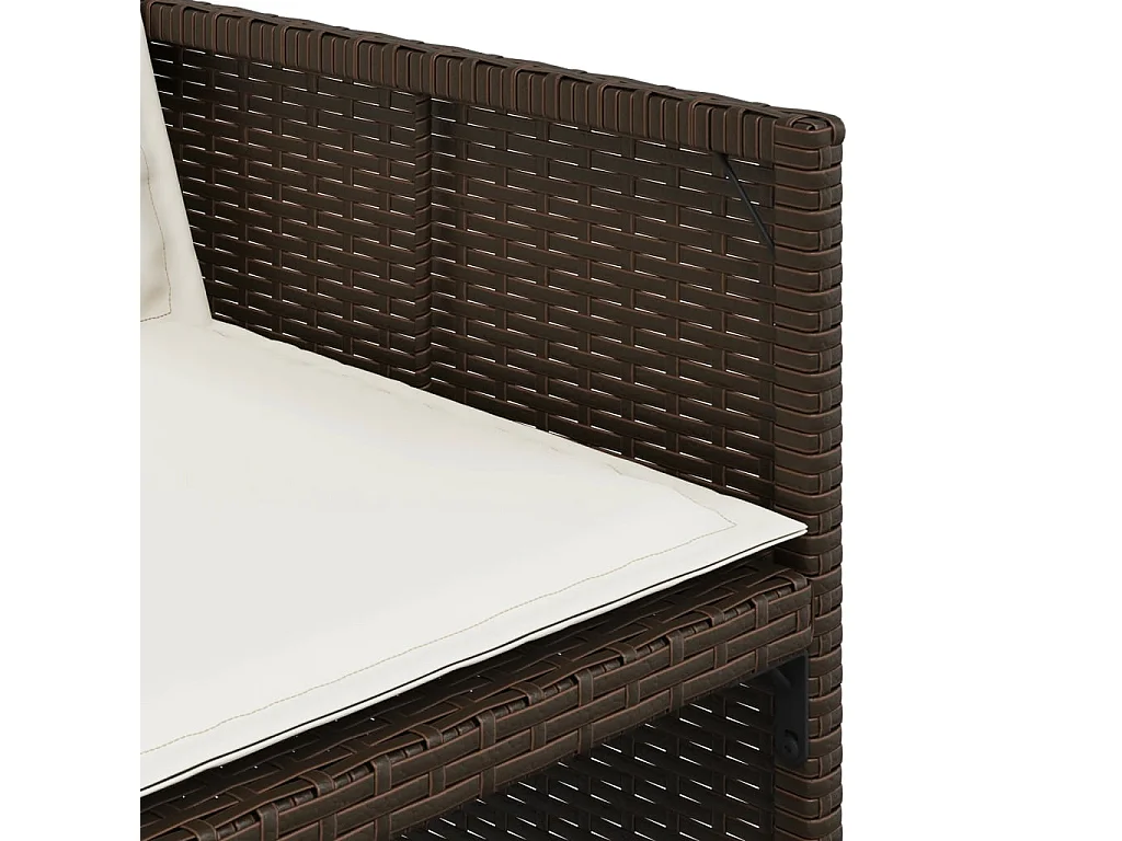 Ensemble à manger de jardin et coussins 7 pièces marron rotin