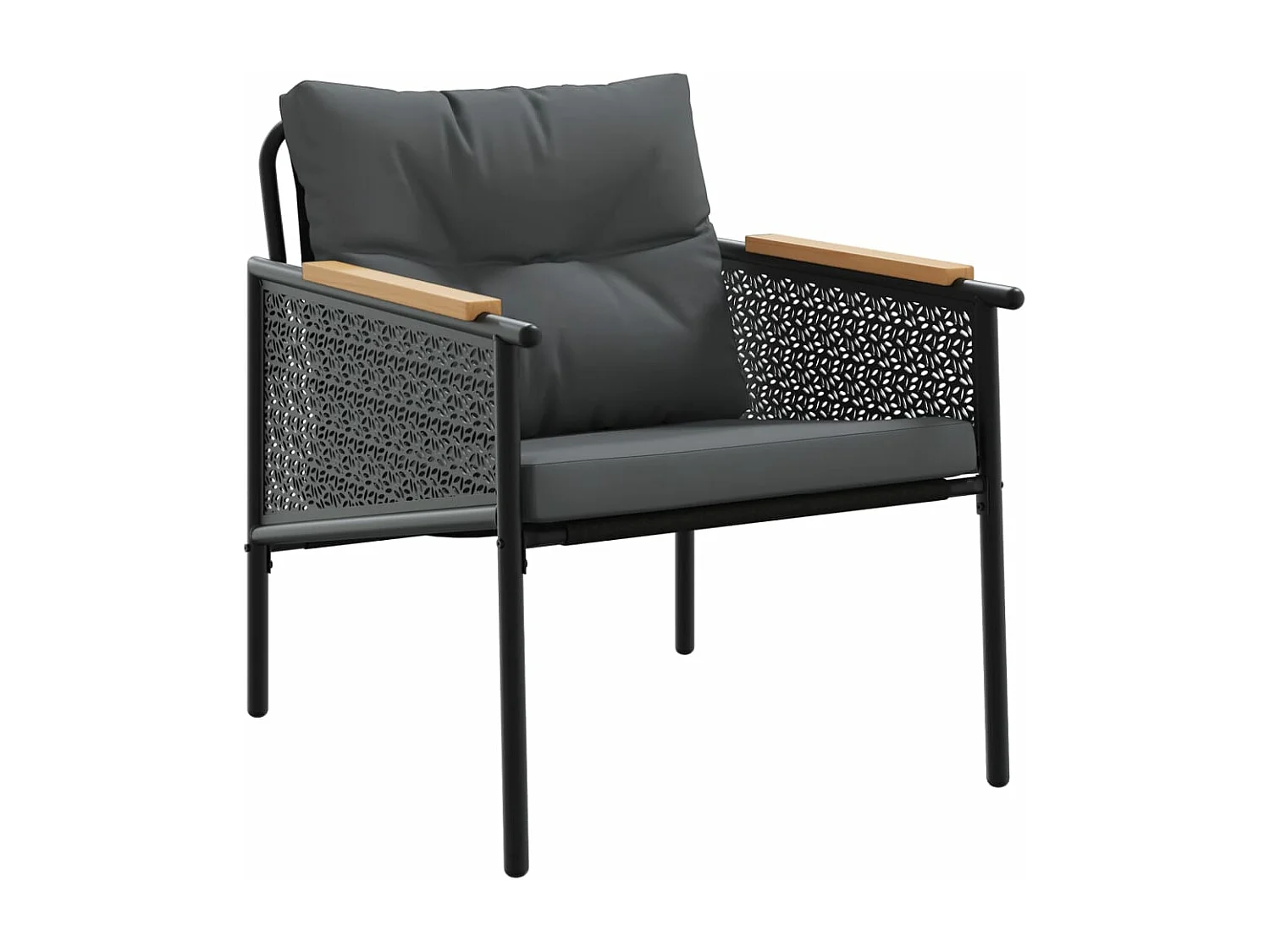 Juego de muebles de jardín con cojines 4 piezas acero negro