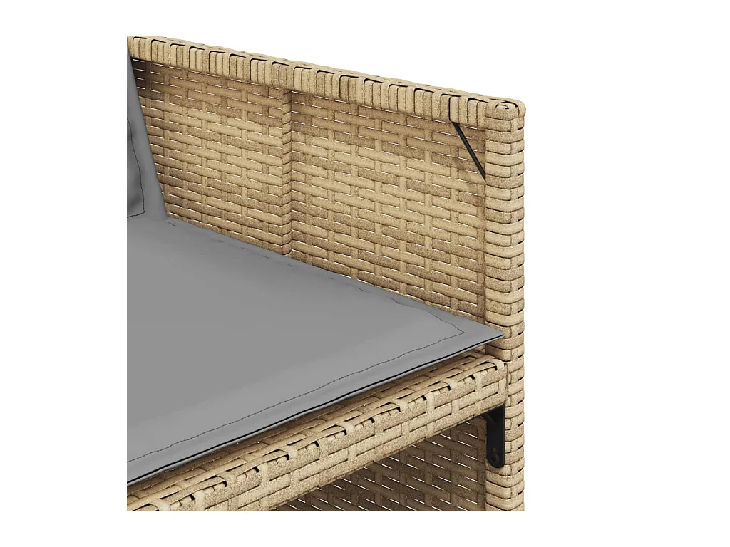 Ensemble à manger de jardin coussins 7 pièces mélange beige rotin