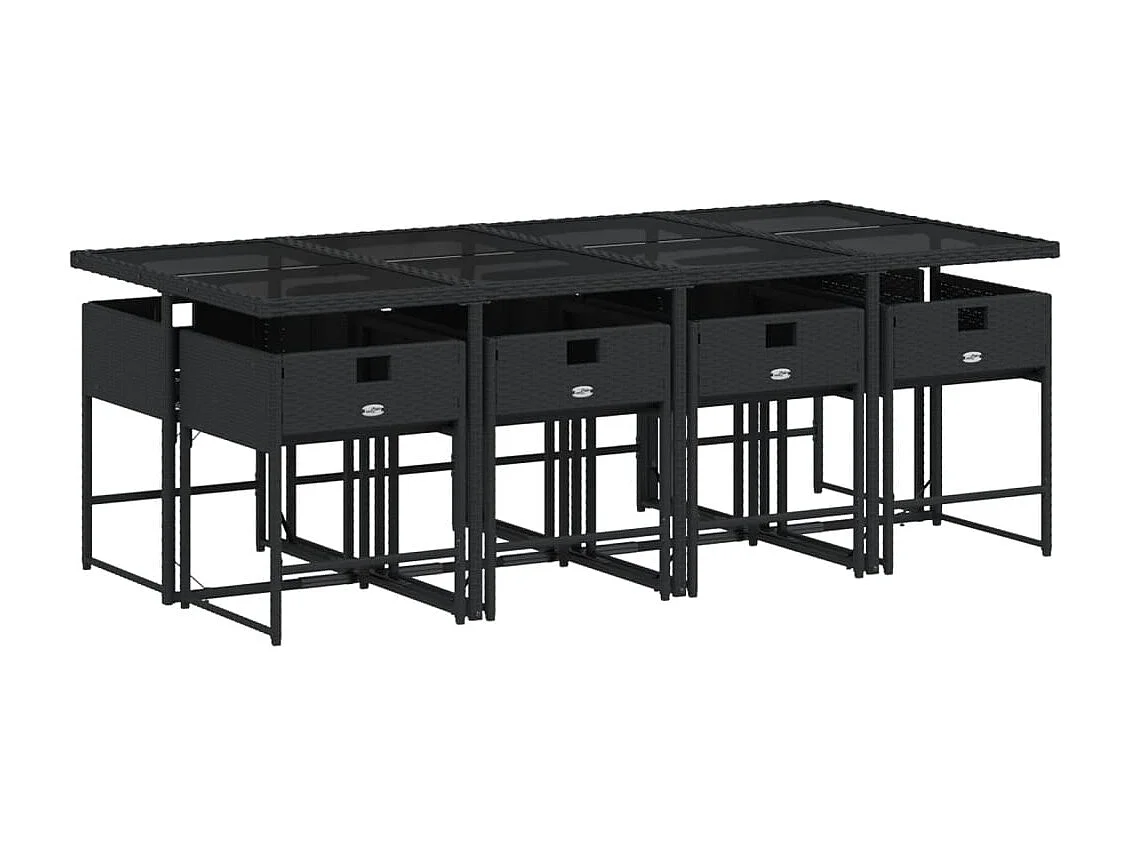 9-delige Tuinset poly rattan zwart