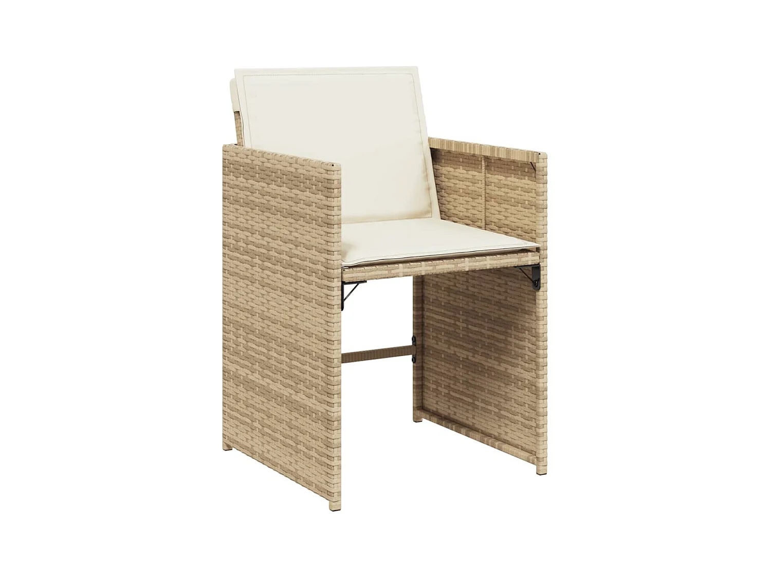 Ensemble à manger de jardin et coussins 7 pièces beige poly rotin