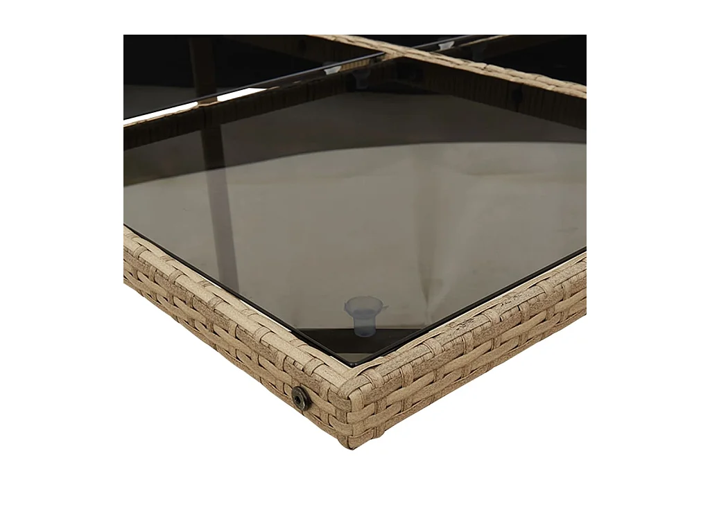 Ensemble à manger de jardin et coussins 7 pièces beige poly rotin