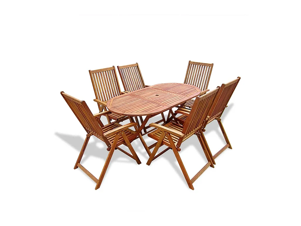 Mobilier à dîner d'extérieur 7 pièces en Bois d'acacia solide