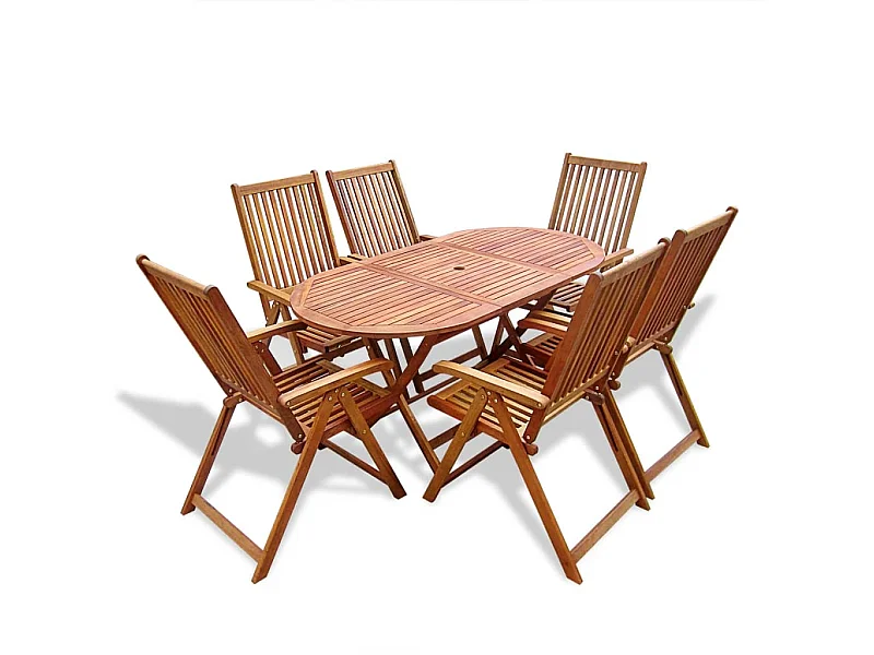 Mobilier à dîner d'extérieur 7 pièces en Bois d'acacia solide