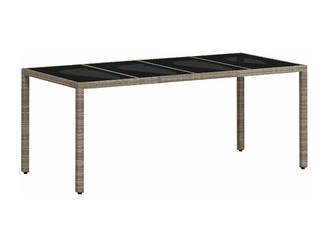 Ensemble à manger de jardin avec coussins 7 pièces rotin et verre