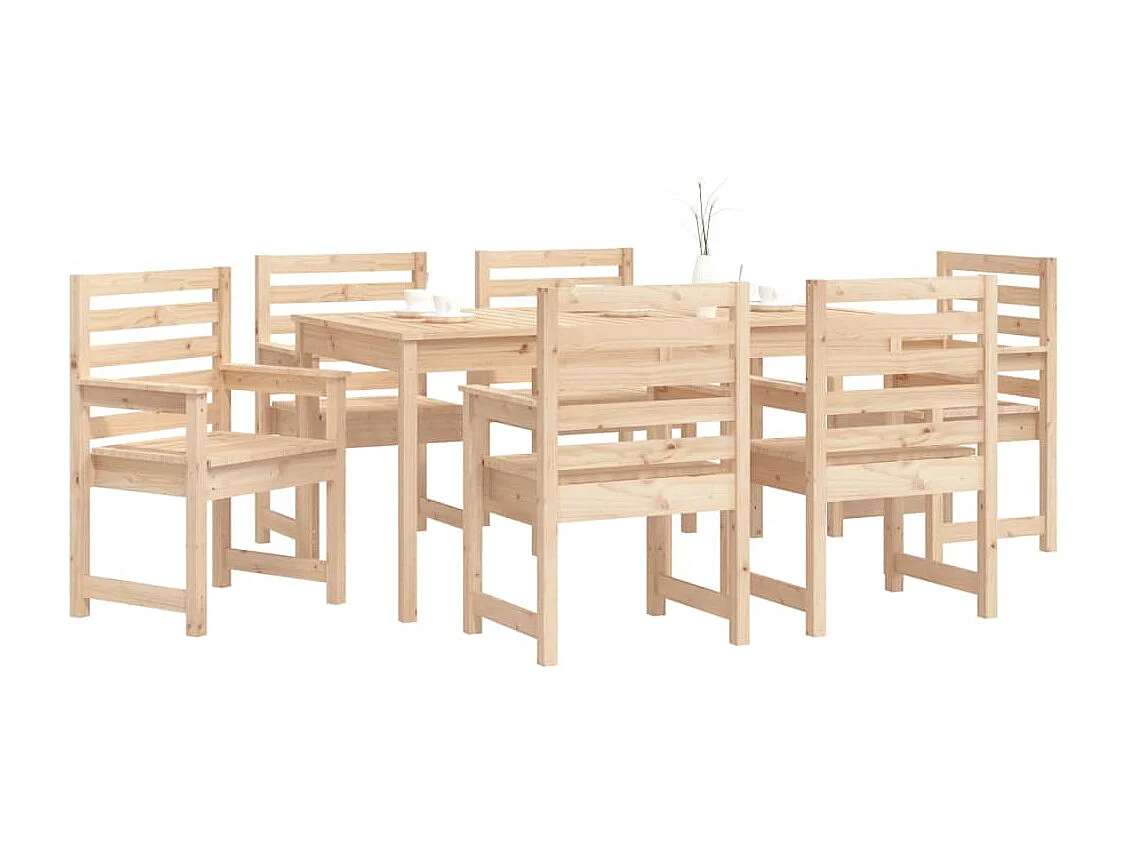 Ensemble à dîner de jardin 7 pièces bois massif de pin