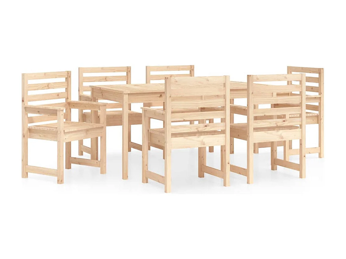 Ensemble à dîner de jardin 7 pièces bois massif de pin