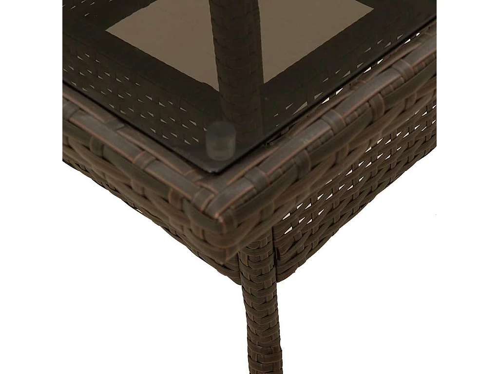 Ensemble à manger de jardin et coussins 3 pièces marron rotin verre