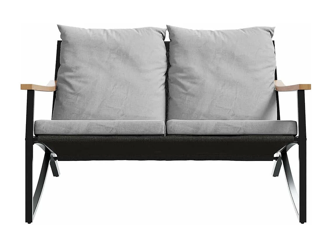 Juego de muebles de jardín con cojines 3 piezas acero negro