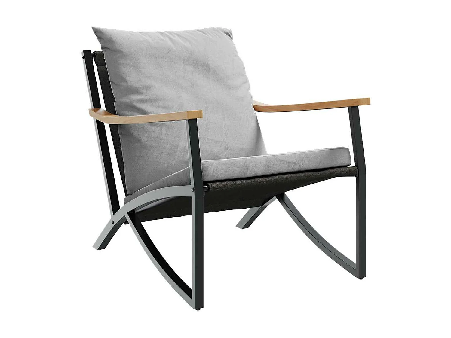 Ensemble de meubles de balcon avec coussins 3 pièces noir acier